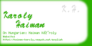 karoly haiman business card